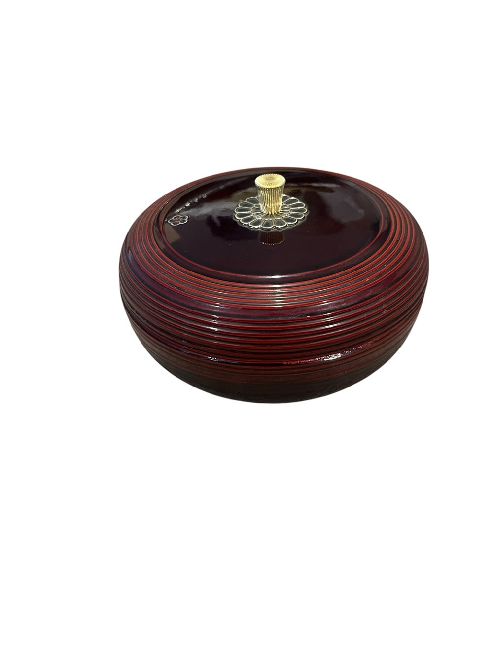 VTG Japanese Lacquerware Serving Bowl w/Lid Rice Salads Food Vessel Finial - Picture 3 of 8